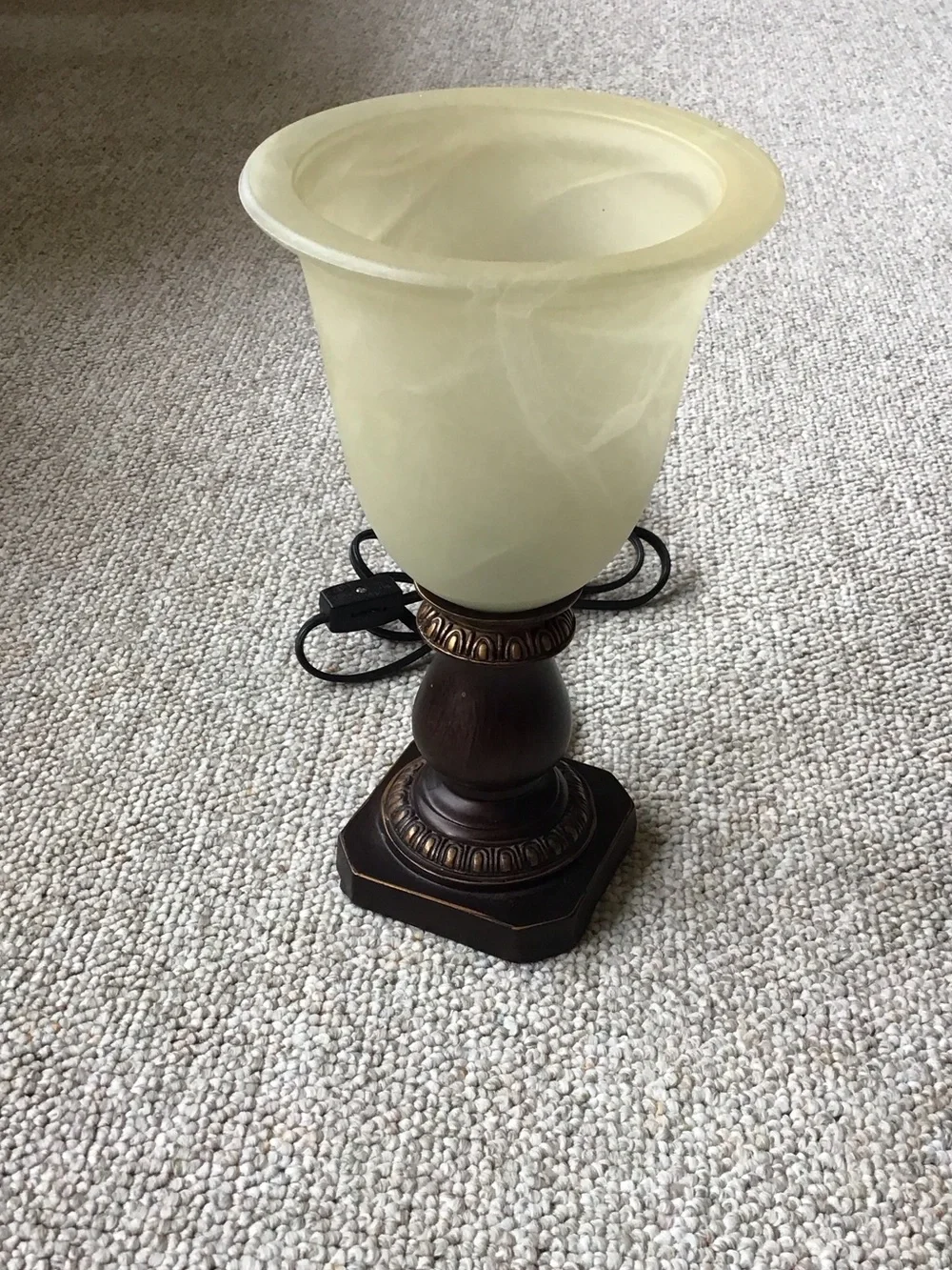 Decorative Cream Glass Table Lamp with Brown Base